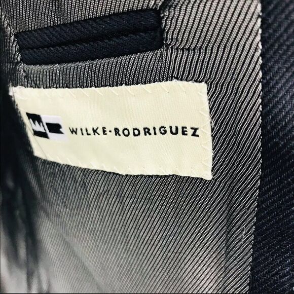 Wilke-rodriguez | Vintage Pinstripe Denim Look Suit Jacket - Picture 6 of 7